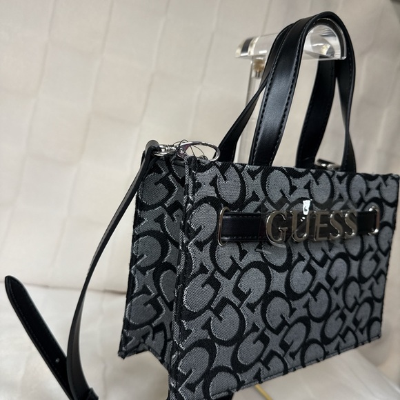 Guess Black and Gray Patterned Satchel